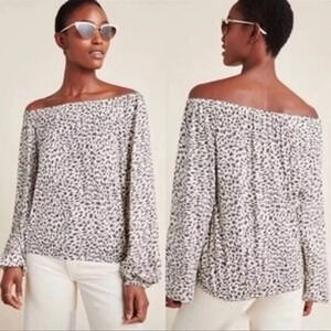 Anthropologie Cascais Off The Shoulder Top Animal Leopard Print Women’s Small